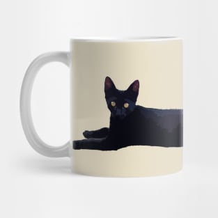 Black Cat With Huge Ears Vector Art Cut Out Mug